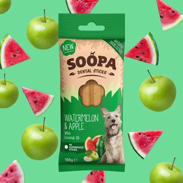 Soopa Dental Sticks hipoallergén fogtiszító rudak, görögdinnye-alma