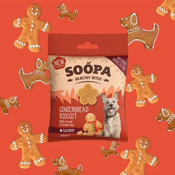 Soopa Healthy Bites hipoallergén, gabonamentes trénig jutifalatok, gyömbéres keksz