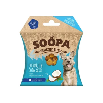 Soopa Healthy Bites hipoallergén, gabonamentes trénig jutifalatok, Kókusz-chiamag