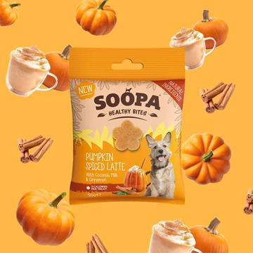Soopa Healthy Bites hipoallergén, gabonamentes trénig jutifalatok, Pumpkin Spice latte