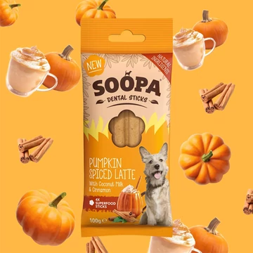 Soopa Dental Sticks hipoallergén fogtiszító rudak, Pumpkin Spice latte