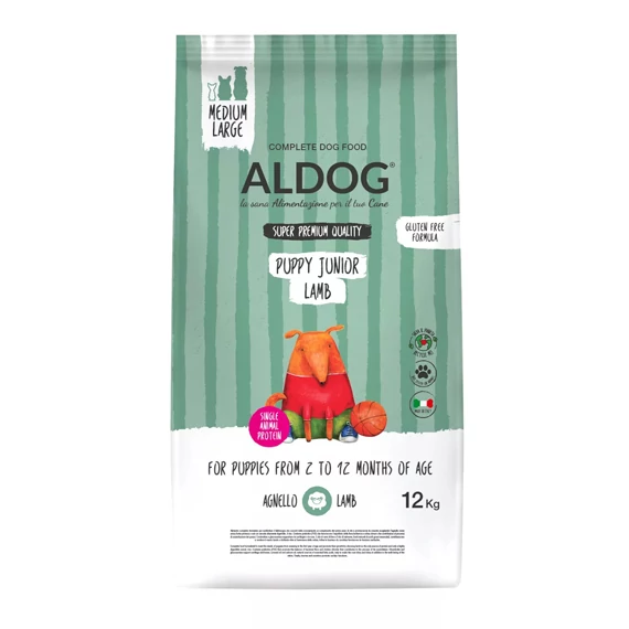 ALDOG - PUPPY JUNIOR LAMB hipoallergén kutyatáp, Medium 