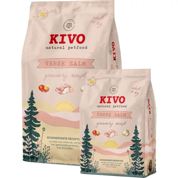 KIVO Friss lazac – Gabonamentes, hidegen sajtolt felnőtt kutyatáp