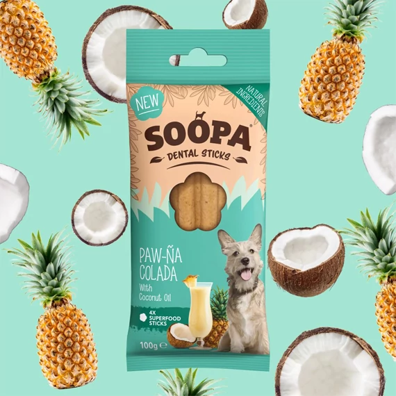 Soopa Dental Sticks hipoallergén fogtiszító rudak, PAW-NA-COLADA